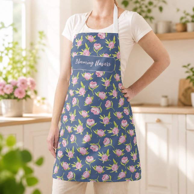 Sabores floreciendo. Delantal con estampado total (Bring a touch of blooming spring into your kitchen.)