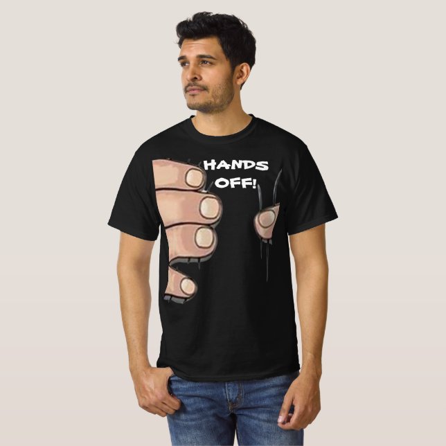 "¡Saca las manos!" Humor gracioso en camiseta (Anverso completo)