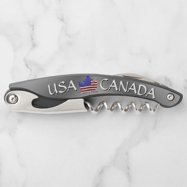 Sacacorchos Abrebotellas personalizado de plata Canada / EE. U (Anverso)