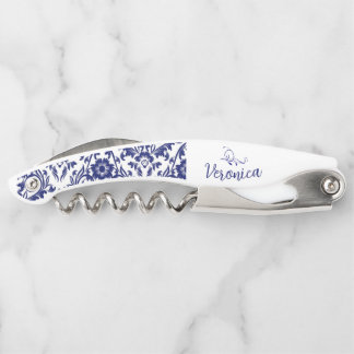Sacacorchos Apertura personalizada de vino floral azul