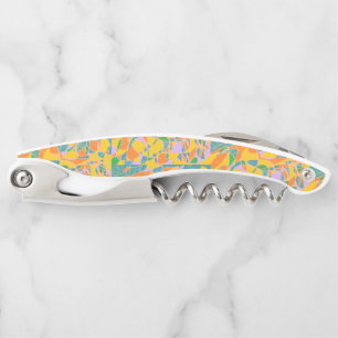 Sacacorchos arte retro abstracto con colores dorados