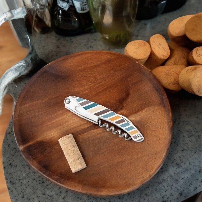 Sacacorchos Bandas diagonales multicolor (Corkscrew Bottle Opener)