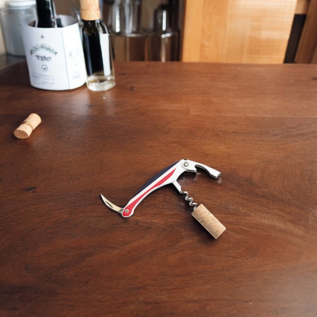 Sacacorchos Bandas rojas y azules (Corkscrew Bottle Opener)