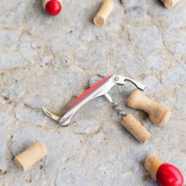 Sacacorchos Bandas rojas y negras (Corkscrew Bottle Opener)