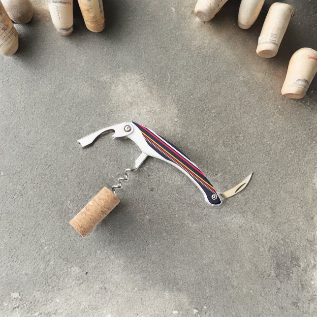 Sacacorchos Bandas uniformes azules (Corkscrew Bottle Opener)