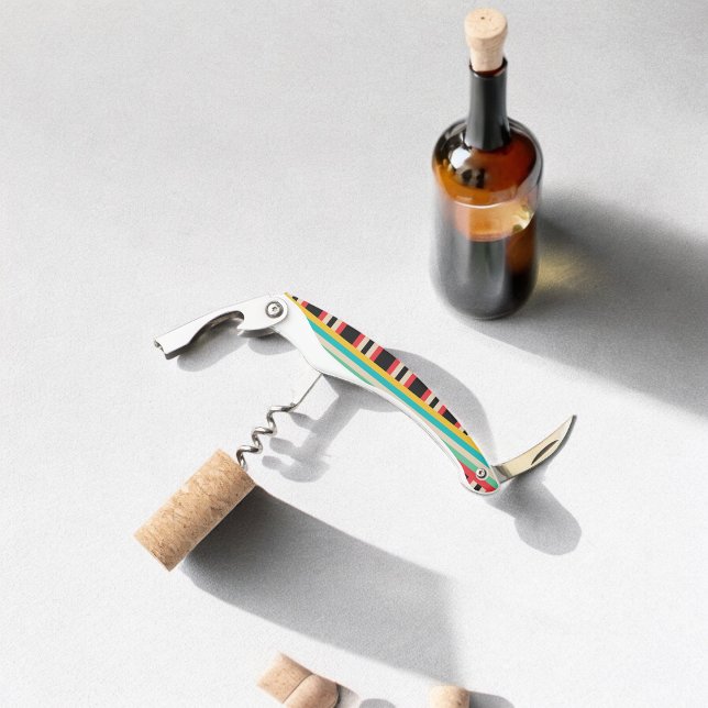 Sacacorchos Bandas verticales horizontales multicolor (Corkscrew Bottle Opener)