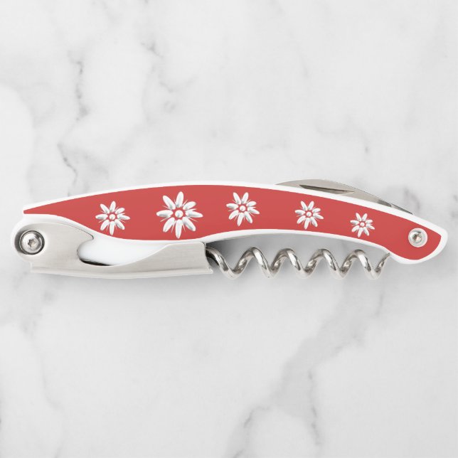 Sacacorchos Bandera y edelweiss suizos (Anverso)