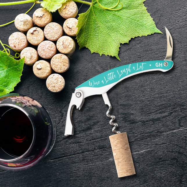 Sacacorchos Bebe un Poco Ríe Mucho (Personalized Corkscrew with your initials on the end - great gift idea!)