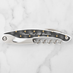 Sacacorchos Black Gold Diamond Custom Name Waiter's Corkbolt
