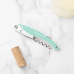 Sacacorchos Boda personalizada Seafoam<br><div class="desc">Apertura de corcadero de vino a la moda a color de marihuana para tu boda dama de honor junto con su nombre en la parte trasera e impreso en escritura blanca y estilizada. Personalice el corkbolt editando y reemplazando el nombre por el nombre de su dama de honor. Disponible en...</div>