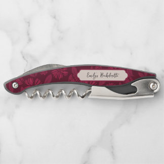 Sacacorchos Burgundy Vintage Personalizado Floral