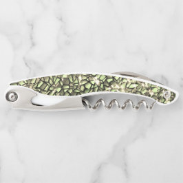 Sacacorchos Capas de mosaico en sepia verde áspera y espumoso