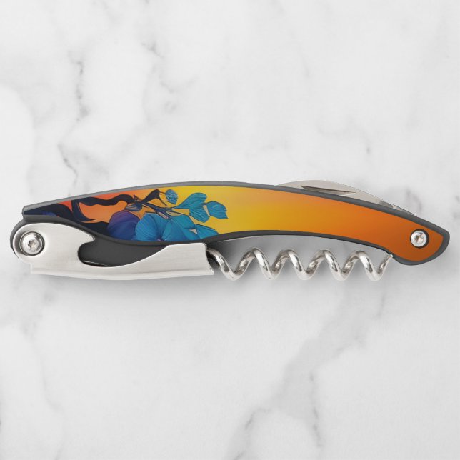 Sacacorchos Cielo dorado, hojas azul púrpura (Anverso)