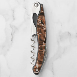 Sacacorchos Cintas curvas marrones, resaltadas en relieve, se