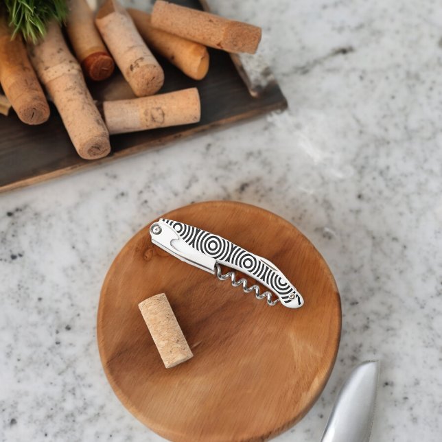 Sacacorchos Círculos geométricos y cuadrados (Corkscrew Bottle Opener)