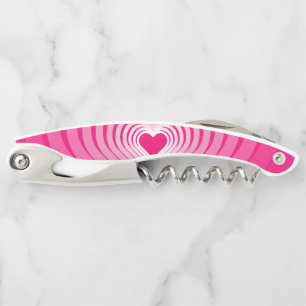 Sacacorchos Corkbolt de camarero rosado con corazones