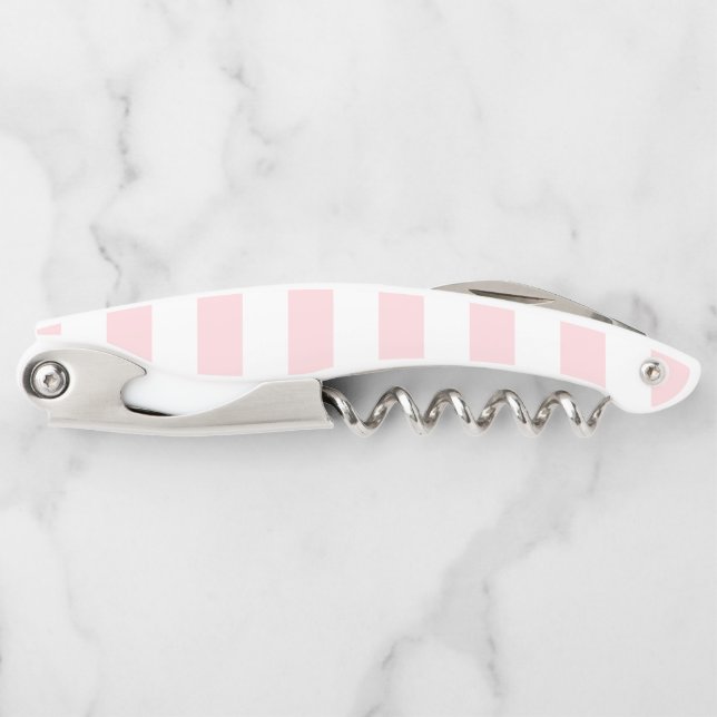 Sacacorchos Corkscrew Bottle Opener Pink & White Stripe (Anverso)