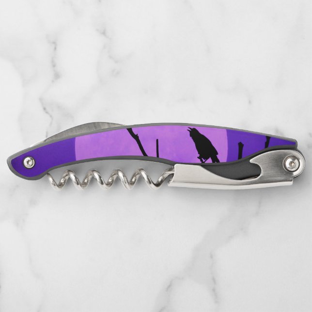 Sacacorchos Crow Silhouette Purple Moon (Reverso)