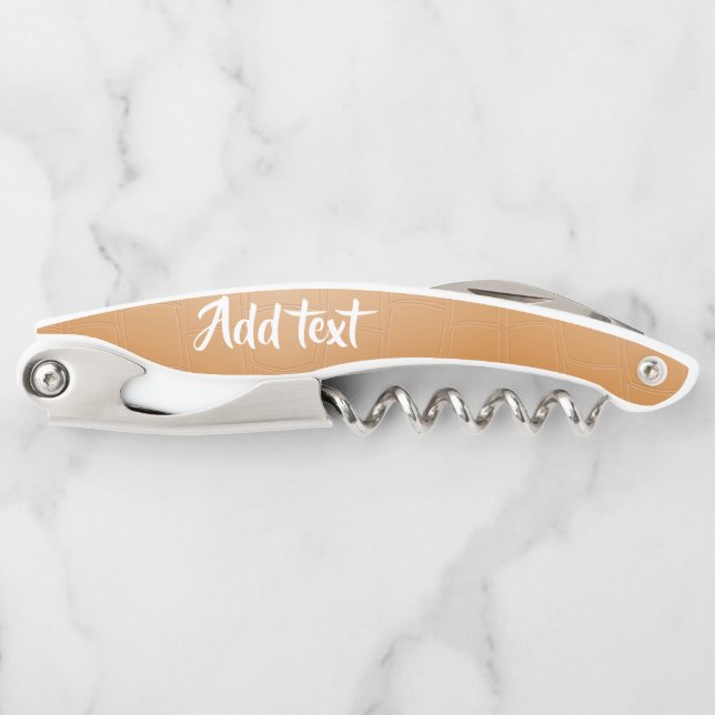 Sacacorchos Cuero marrón monograma texturado (Anverso)