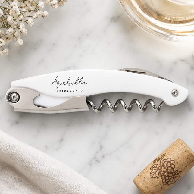 Sacacorchos de Dama de Honor | Regalo de Propuesta (Personalized bridesmaid Waiters Corkscrew with custom name for bridal party gifting.)