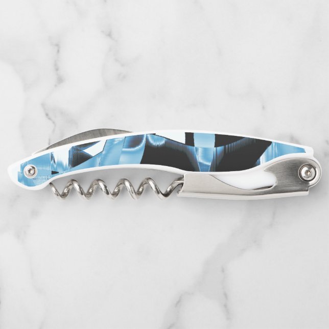 Sacacorchos Desechos o cintas azules y negros destruidos (Reverso)