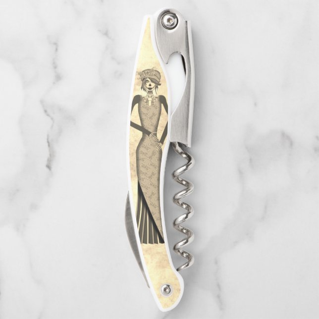 Sacacorchos Día de la muñeca muerta del esqueleto de Catrina (Reverso)