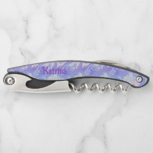 Sacacorchos Diseño de acuarela morada giratoria personalizado
