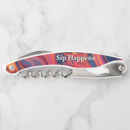Sacacorchos Diseño de remolino vibrante divertido Sip Happens 