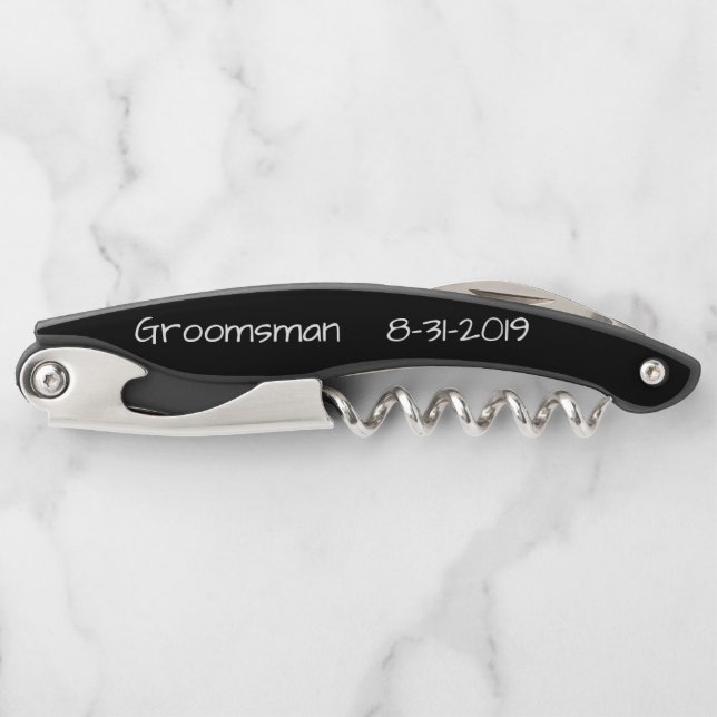 Sacacorchos Diseño Groomsman Personalizado (Anverso)
