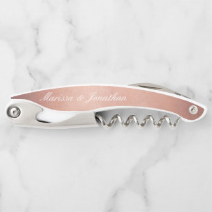 Sacacorchos Elegante caligrafía de escritura blanca Rosa Boda