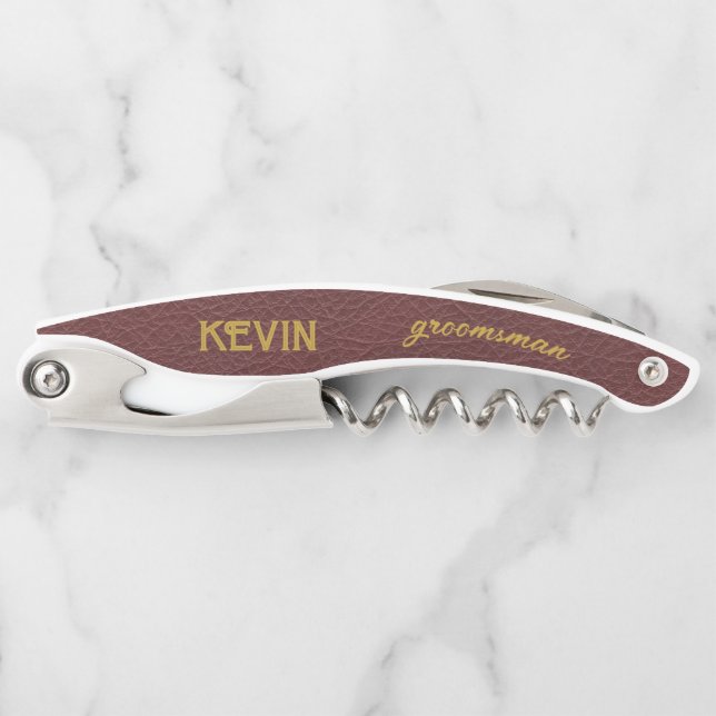 Sacacorchos Elegante regalo personalizado de Groomsmen (Anverso)