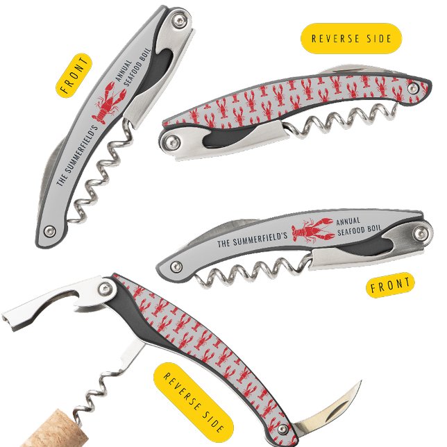 Sacacorchos Fiesta Anual de Verano de Langosta Hervida Familia (Annual Family Lobster Boil Custom Summer Party Waiter's Corkscrew)