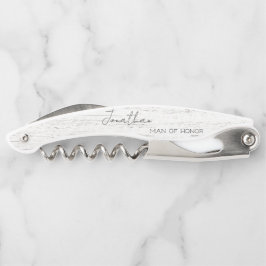 Sacacorchos Fiesta de novias personalizada de madera blanca
