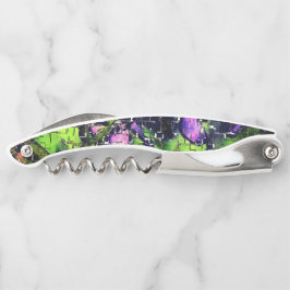 Sacacorchos Flor de lino y hojas envejecidas en mosaico esculp