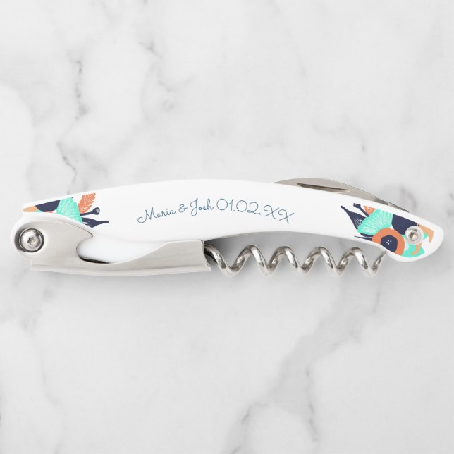 Sacacorchos Floral Negrita Poppies Parejas Monograma (Anverso)