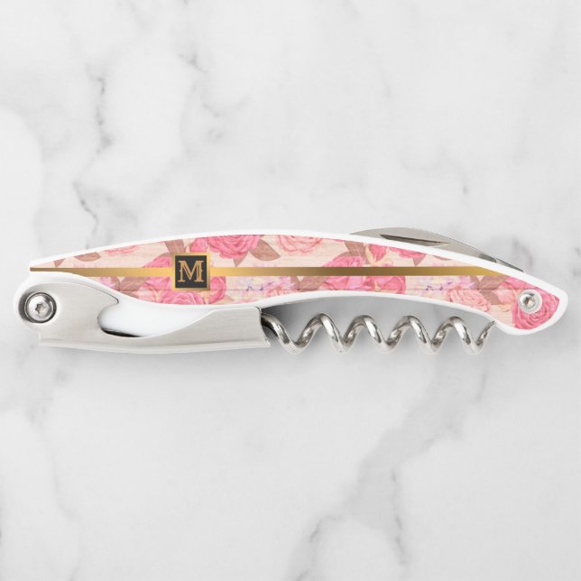 Sacacorchos Floral sobre regalo popular de madera (Anverso)