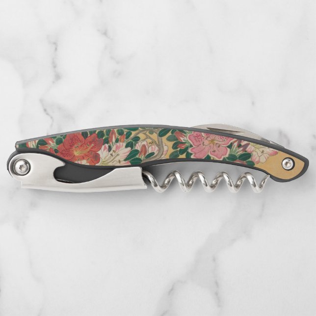 Sacacorchos Flores de época pintadas en japonés Azalea (Anverso)