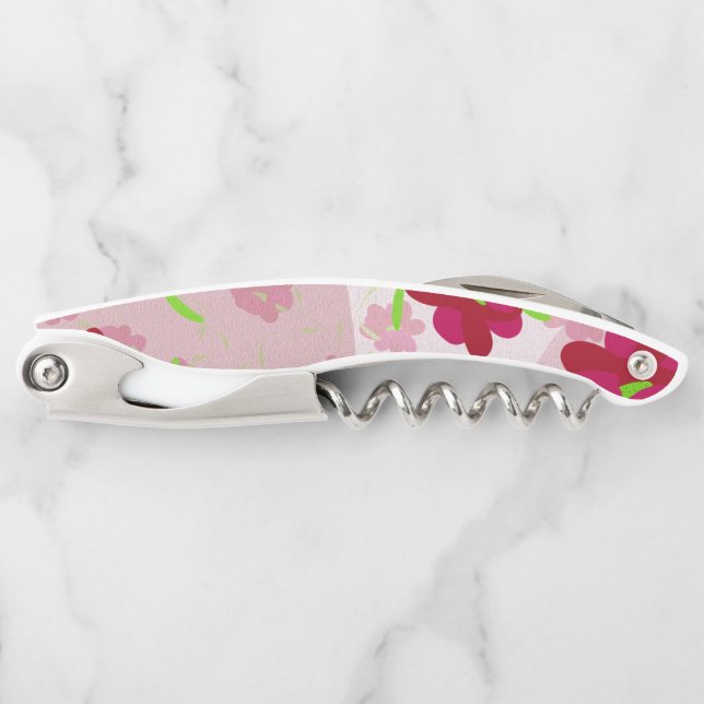 Sacacorchos Flores rosas y rojas - Floral (Anverso)