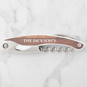 Sacacorchos Frasco de Monograma de Patrón Rústico