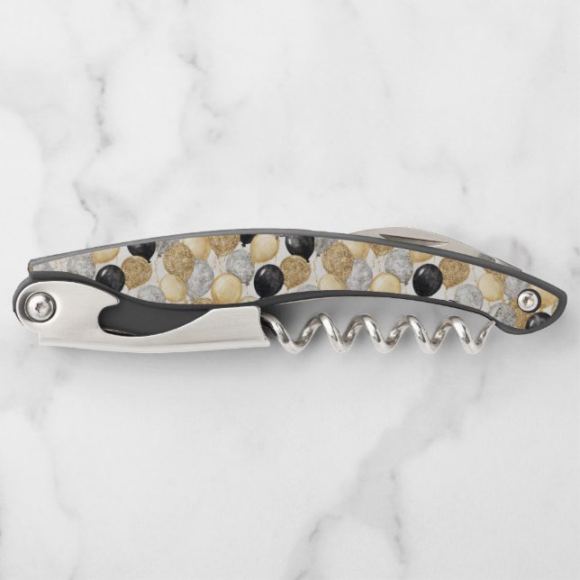 Sacacorchos Gold Silver Black Balloons New Year Celebration (Anverso)