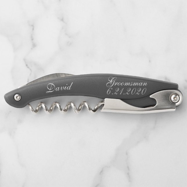 Sacacorchos Groomsman Elegant Wedding Corktornillos (Reverso)