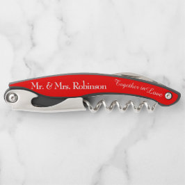 Sacacorchos Groomsman Red Black Wedding Favor Corktornillos