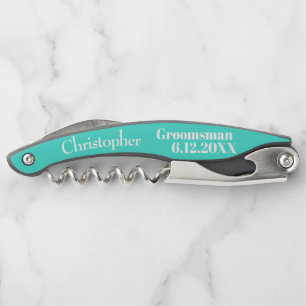Sacacorchos Groomsman Turquoise Boda Corktornillos