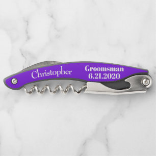 Sacacorchos Groomsman Violet Black Wedding Favor