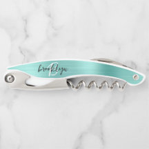 Guión de monograma de metal cepillado Aqua Faux
