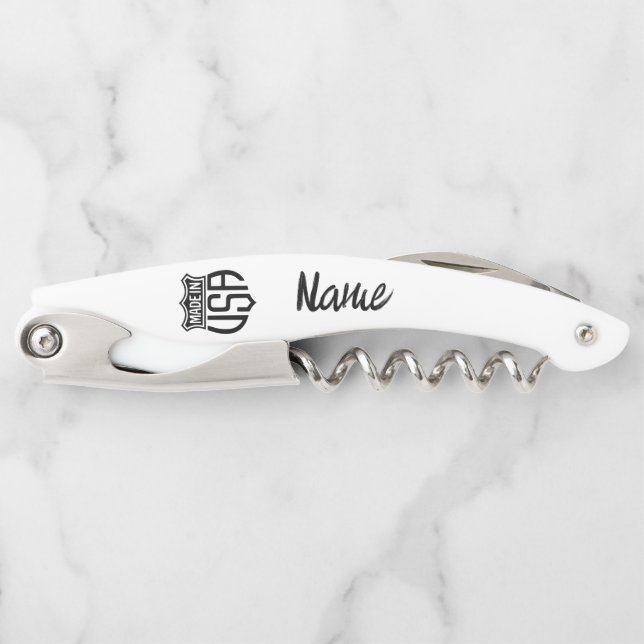 Sacacorchos Hecho en EE.UU. Rótulo Thunder_Cove (Anverso)