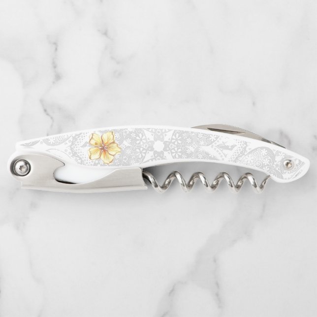 Sacacorchos Hibiscus & lace YELLOW (Anverso)