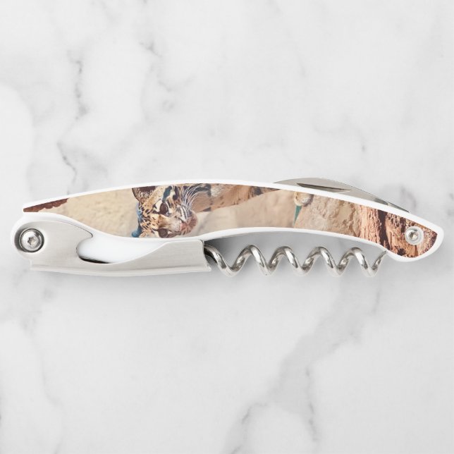 Sacacorchos imagen de leopardo nublado naturaleza vida salvaje (Anverso)