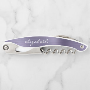 Sacacorchos Lavender Faux Cepillado Metalizado guión personali