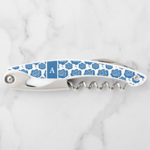 Sacacorchos Letra inicial del patrón Rosa azul único